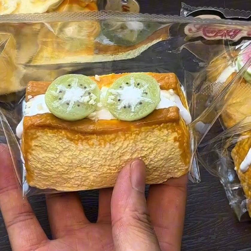 Soft Clay-like Texture Baked Fruit Cream Toast Taba Squishy Toy
