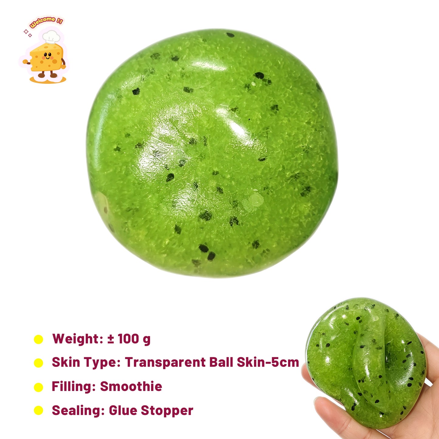 Vibrant Kiwi / Passionate Watermelon Smoothie Slush Stress Ball Toy (5cm ball skin)