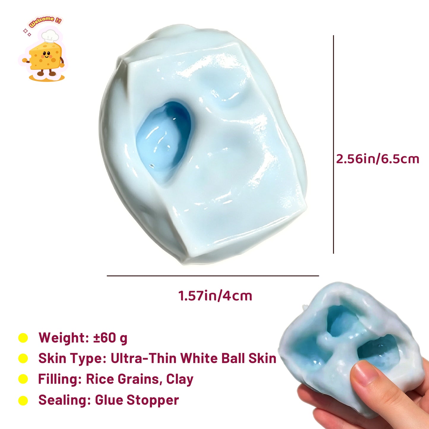 Crab Roe Pearl Tofu Stress-relieving Ball Fidget Toy - Charming Cheese