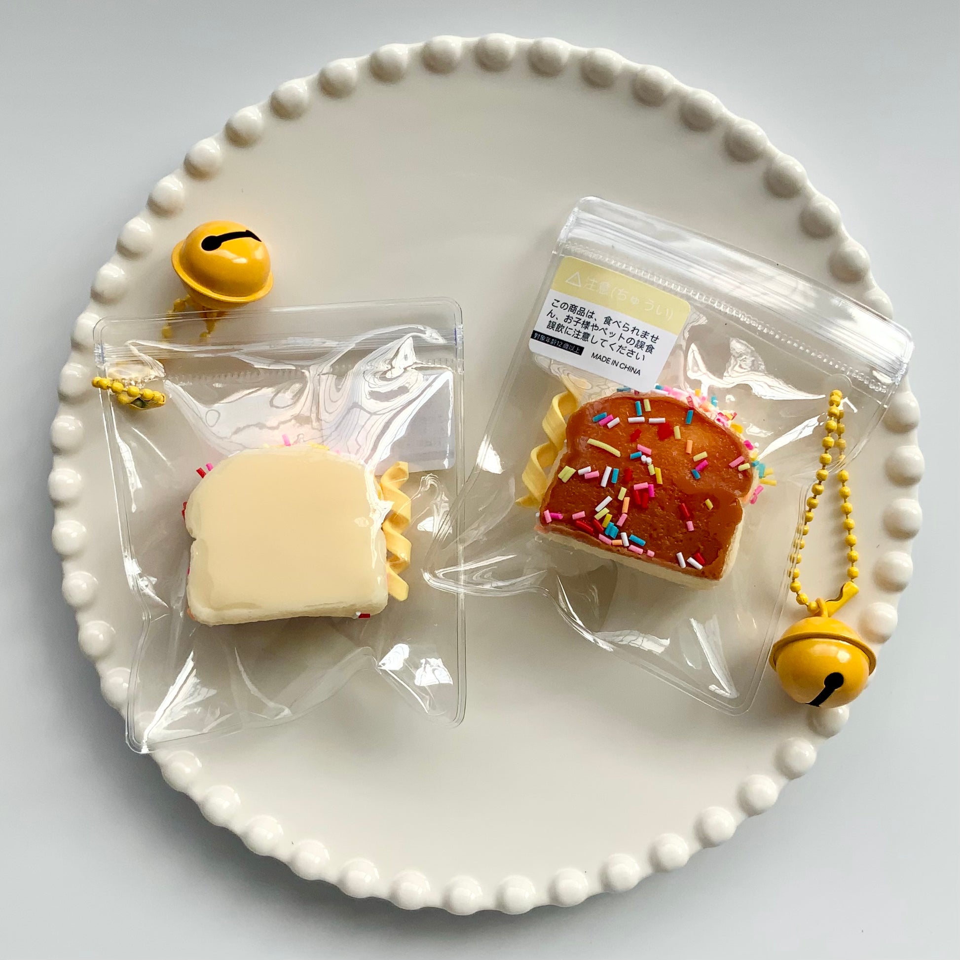 Mini toast bread taba squishy toy pendant - Charming Cheese