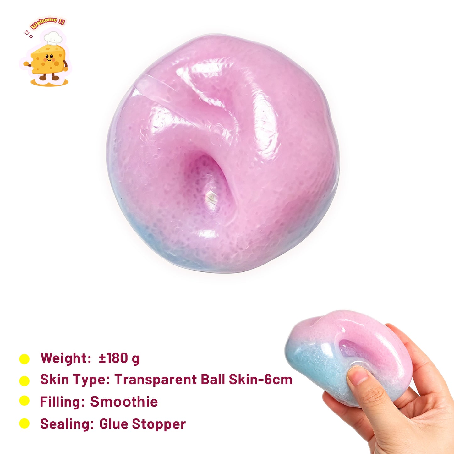 Pink & Blue Split-Fill Smoothie Ice Slush Stress Ball Toy