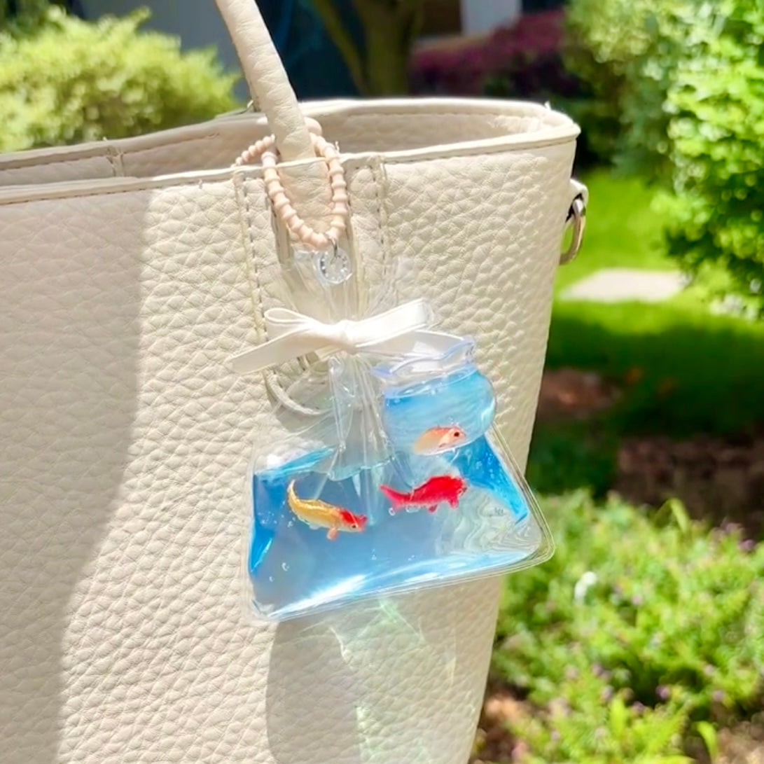 Summer Goldfish Bag Charm Taba Squishy Toy Pendant