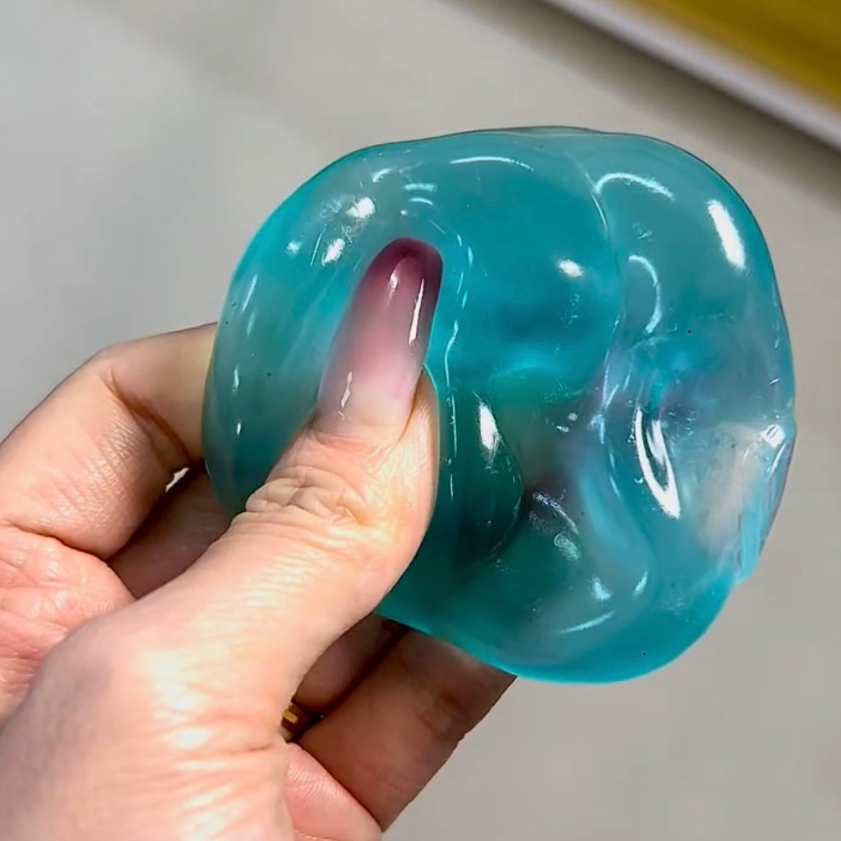 Green Grape / Ocean Blue Coconut Oil Malleable Handmade Stress Ball
