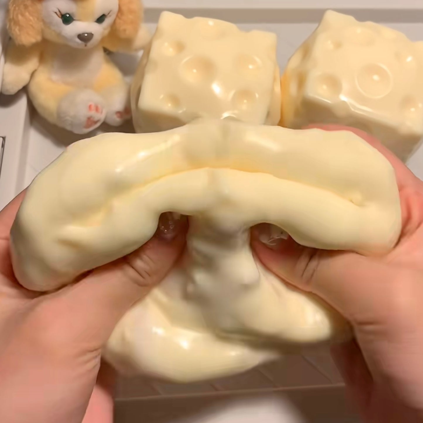 Crunchy Savory Yellow Cheese Cube Stress Ball Fidget Toy - Charming Cheese