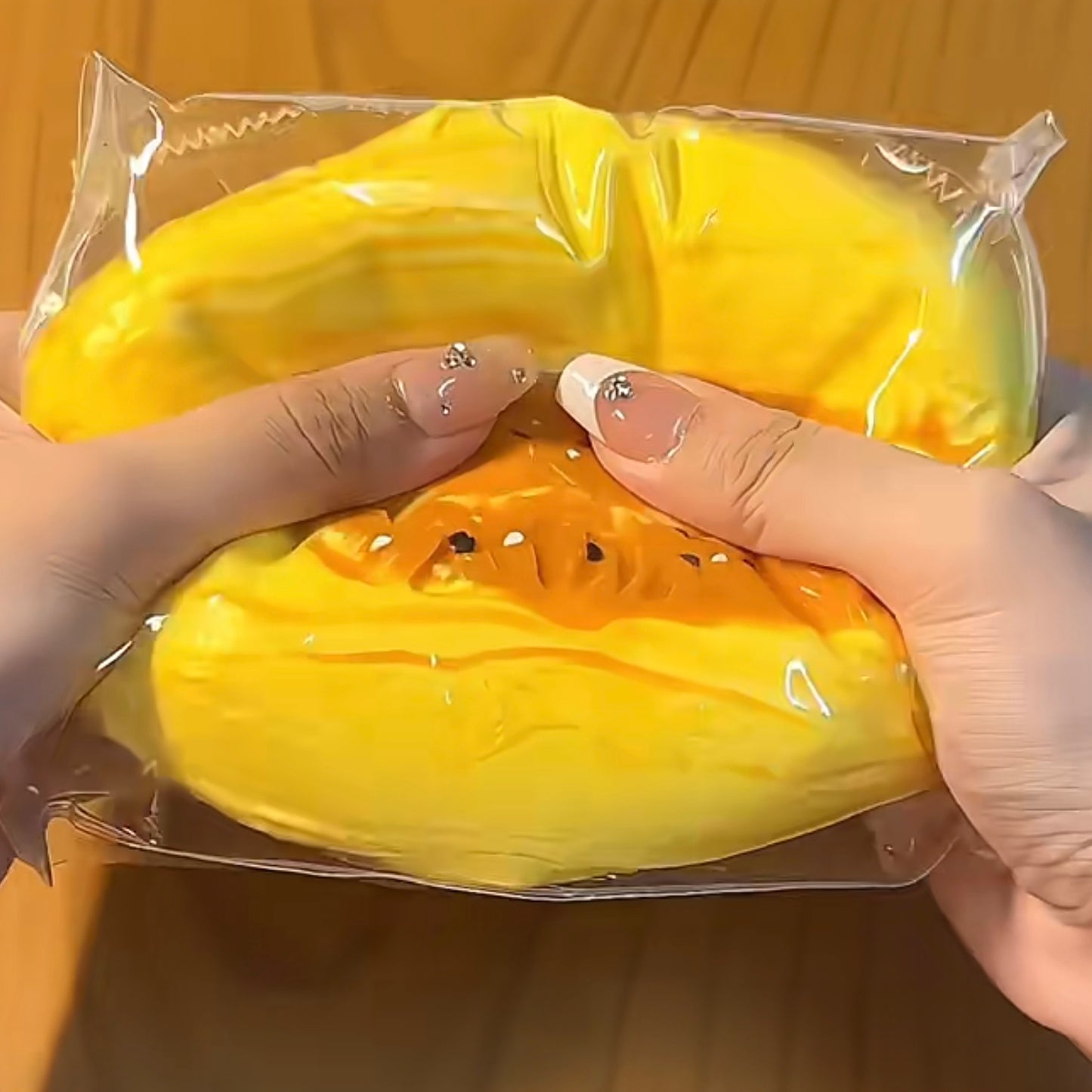 Water-like texture bursting food series toast cake taba squishy toy - Charming Cheese
