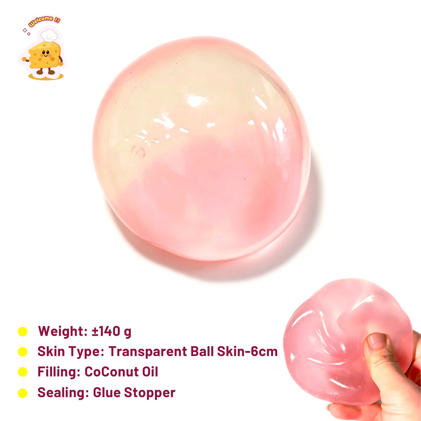 Green /Blue /Pink Dual-color Filling Coconut Oil Malleable Handmade Stress Ball
