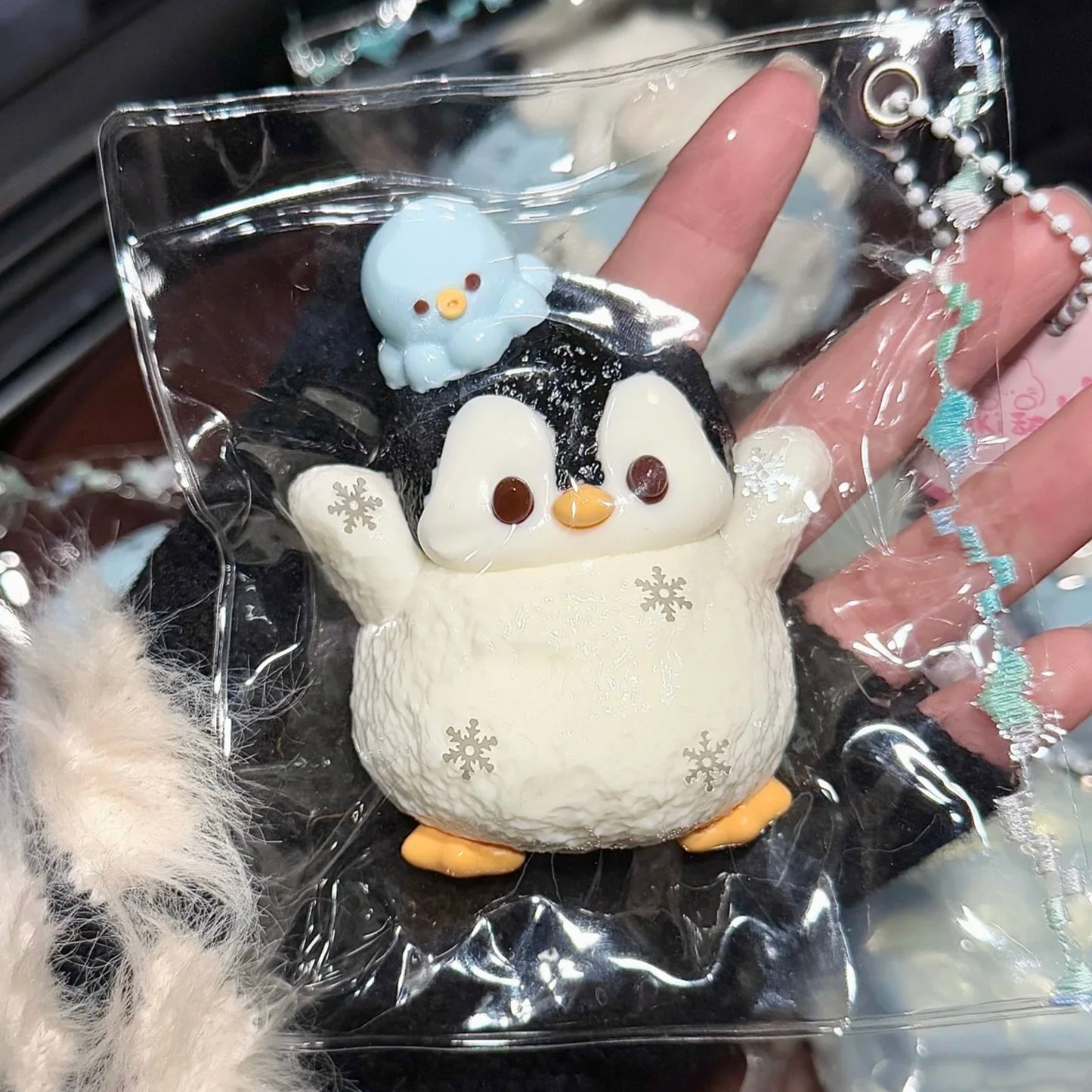 Clay-like texture little penguin and his friend taba squishy toy