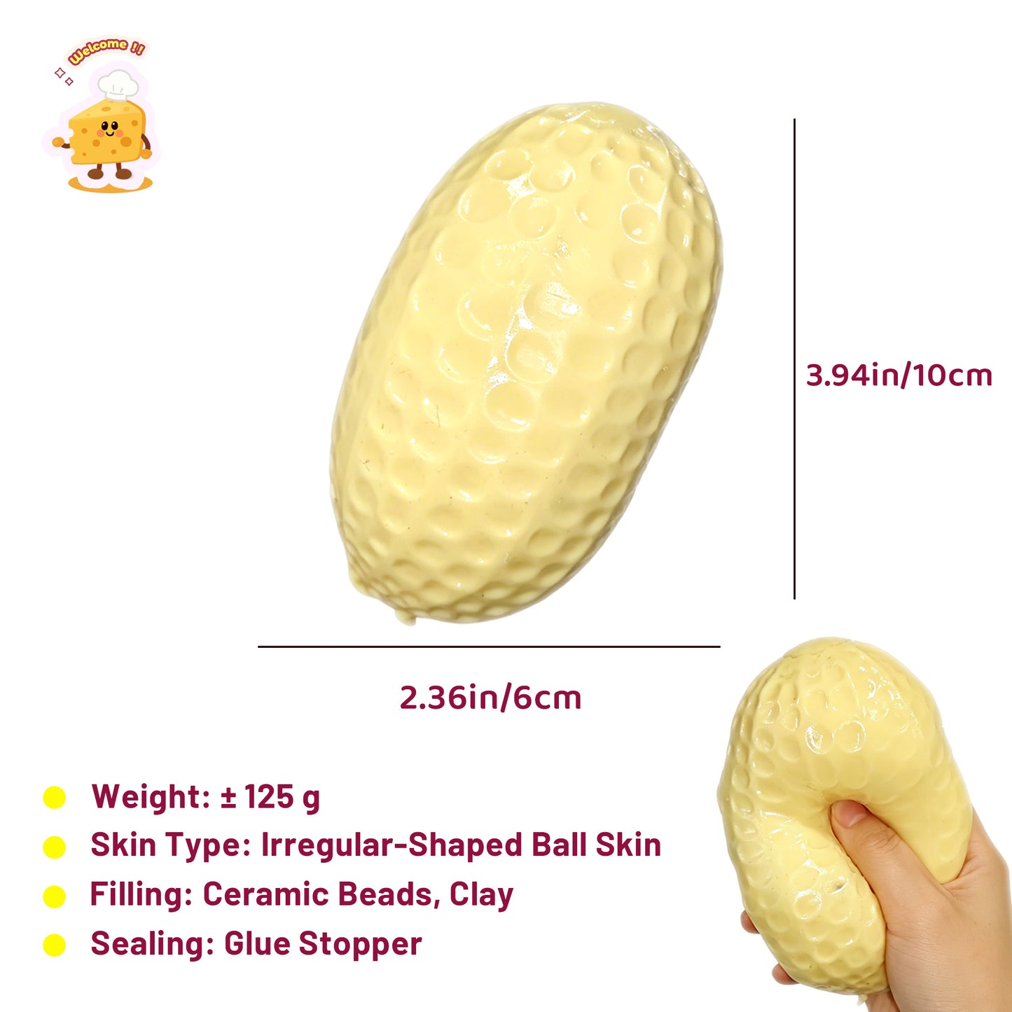 Crispy Puffy Giant Peanut Stress Ball Fidget Toy 🥜