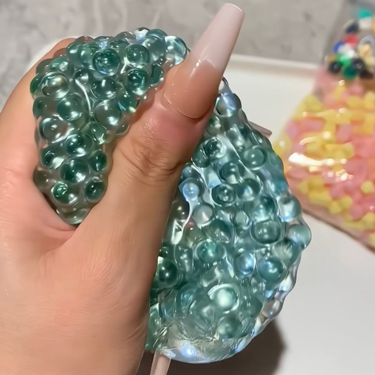 Crystal-clear Glass Pancake Stress Ball Fidget Toy - Charming Cheese