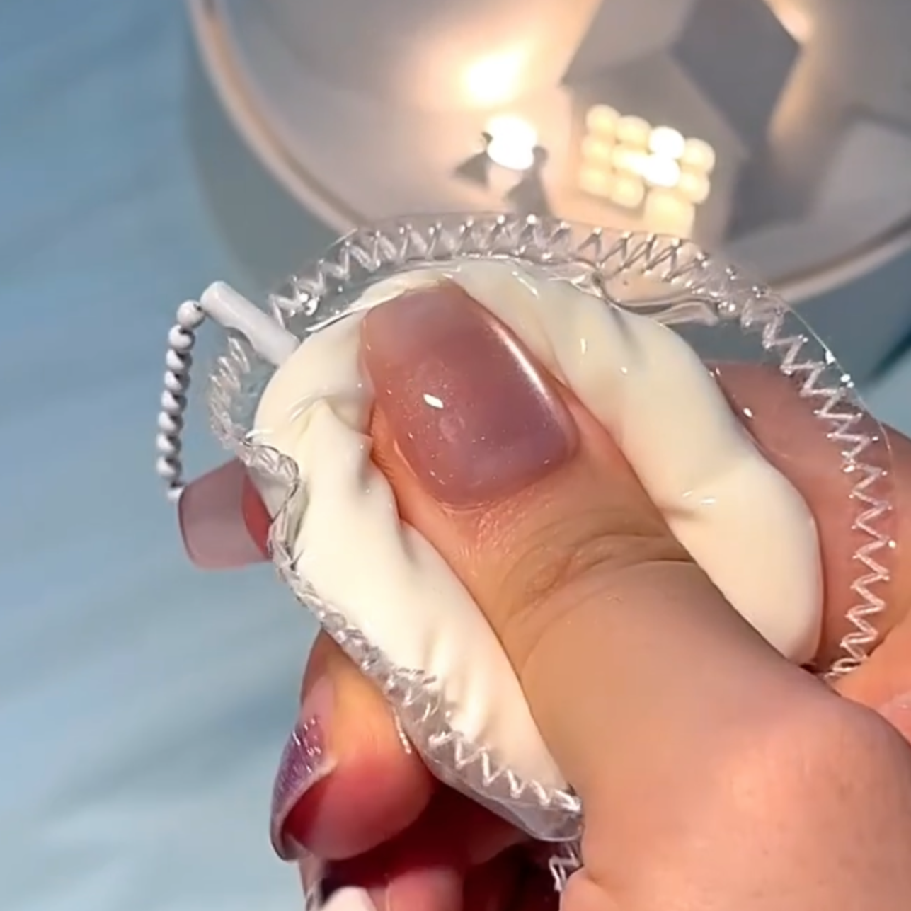 Thick Cream Texture Smiling Garlic Mango Marshmallow Mini Charm Taba Squishy