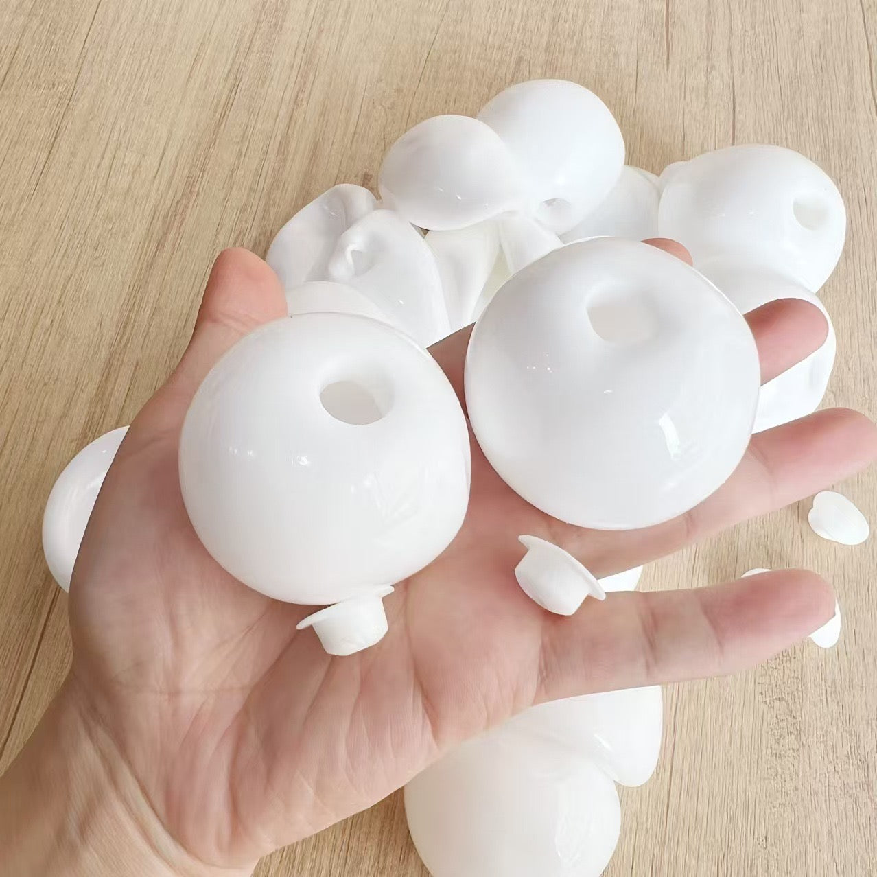 White Stress Ball Skin Pack of 10 with Stopper (5.5cm) - Charming Cheese