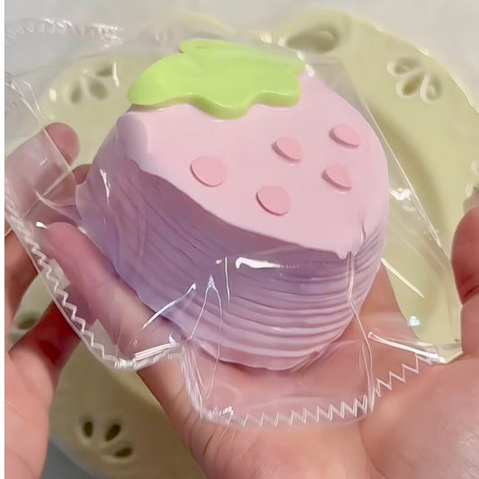 Water-like Texture Bursting Pink Strawberry Taba Squishy Toy