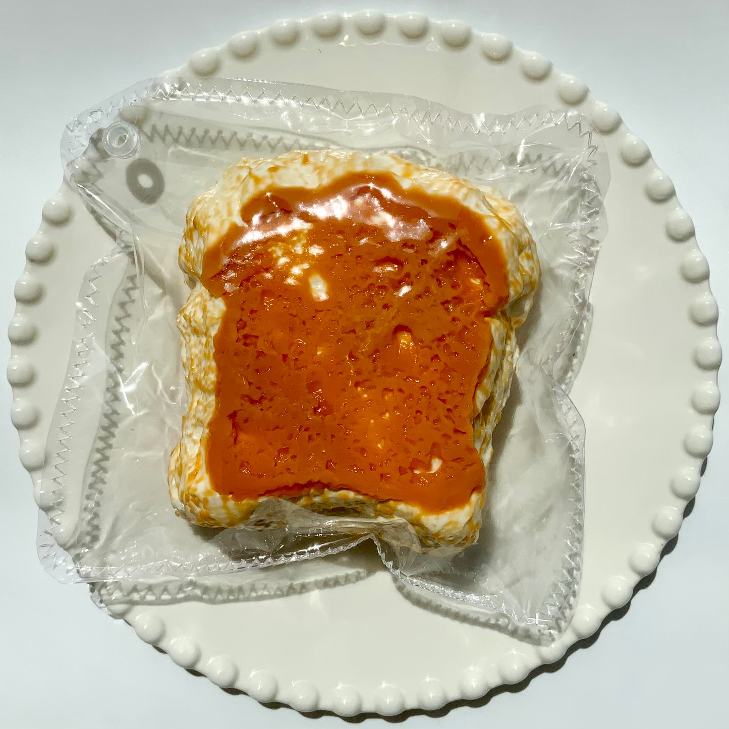 Water-like texture bursting food series toast cake taba squishy toy - Charming Cheese