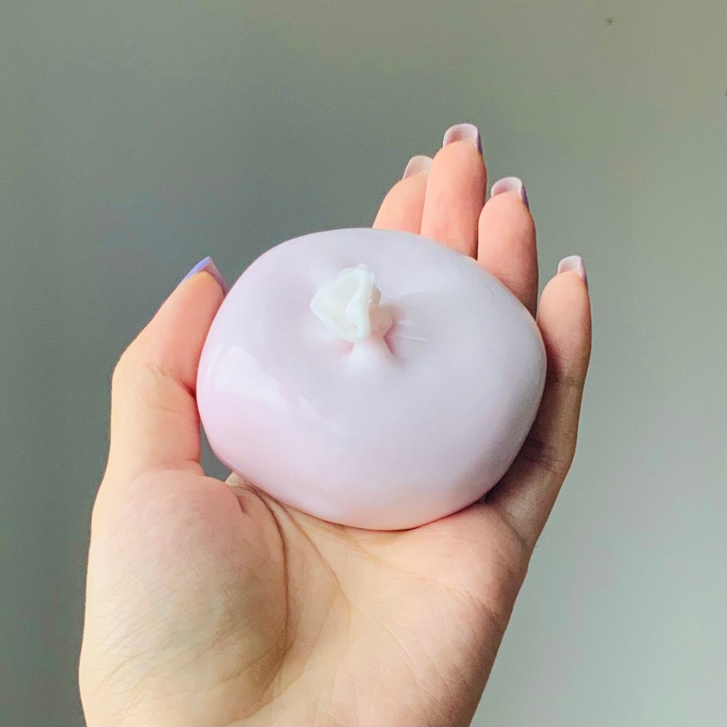 Handmade white thin-skin blue/ pink sand stress ball fidget zip-tie style - Charming Cheese