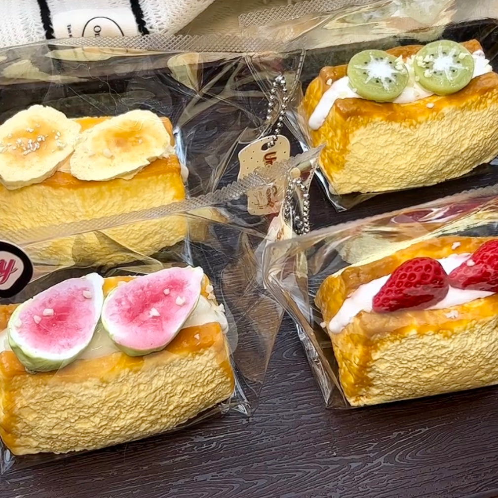 Soft Clay-like Texture Baked Fruit Cream Toast Taba Squishy Toy