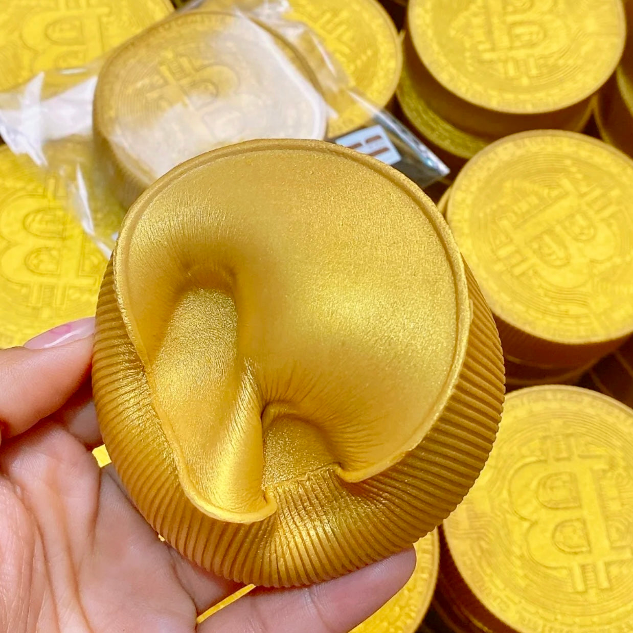 Bitcoin gold coin wealth slow rising squishy toy fidget - Charming Cheese