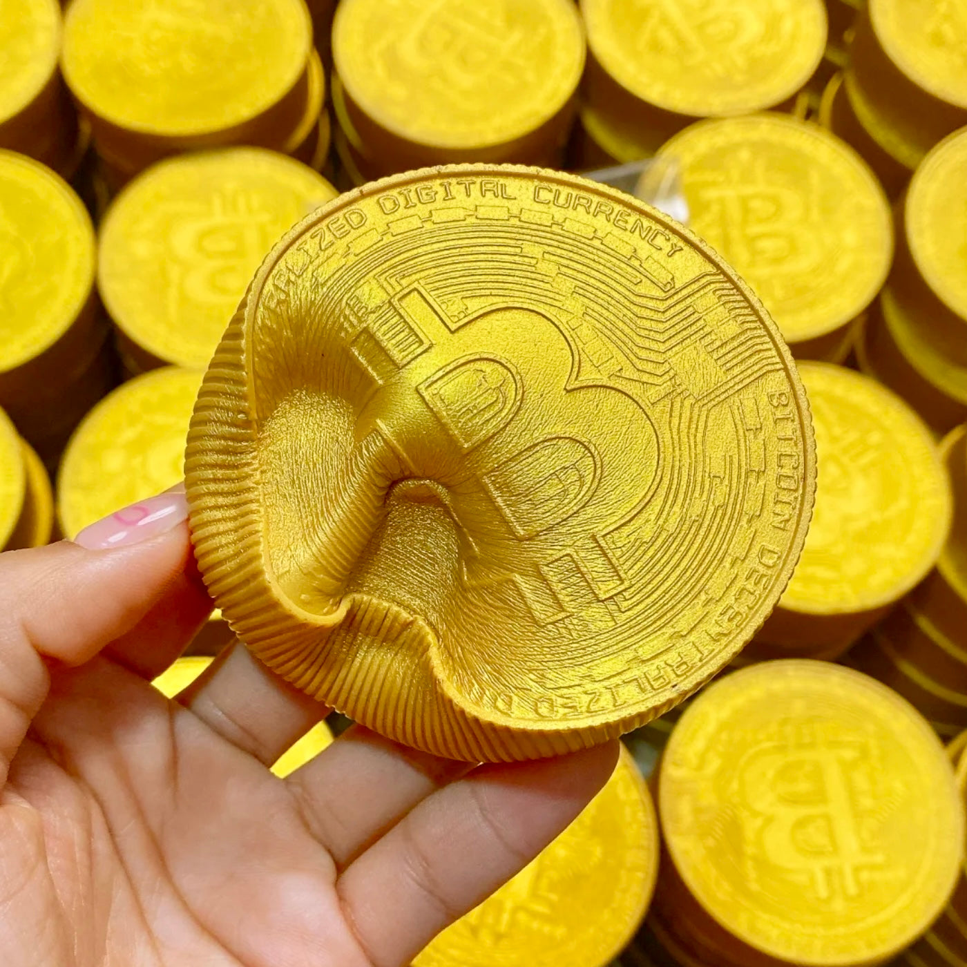 Bitcoin gold coin wealth slow rising squishy toy fidget - Charming Cheese