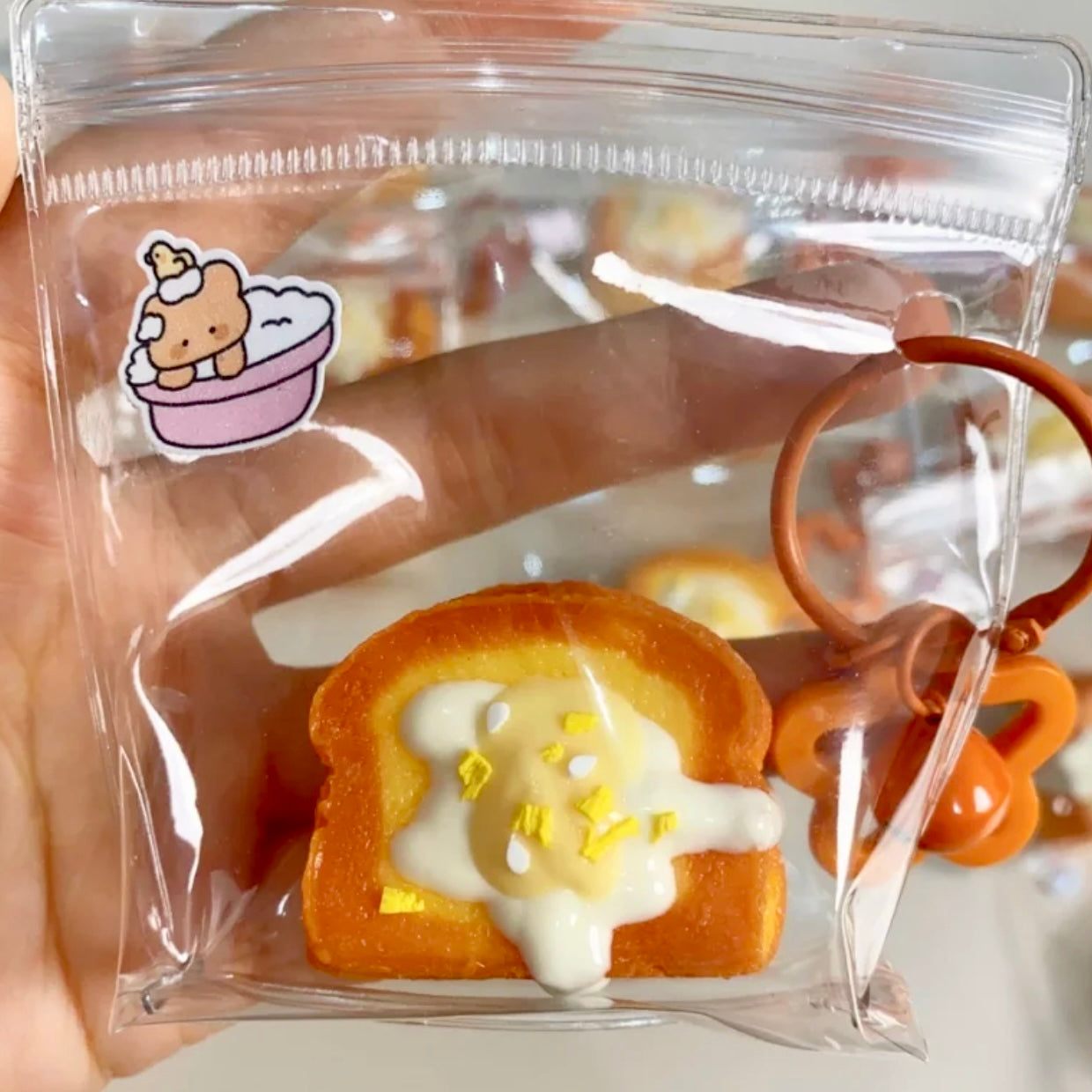 Mini cat paw toast bread taba squishy toy pendant - Charming Cheese