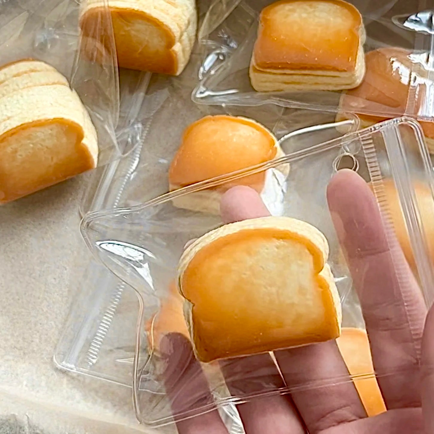 Mini toast bread taba squishy toy pendant - Charming Cheese