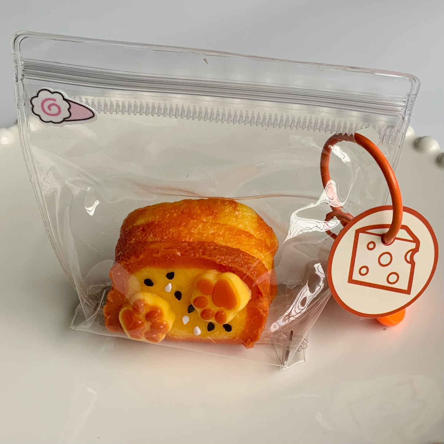 Mini cat paw toast bread taba squishy toy pendant - Charming Cheese