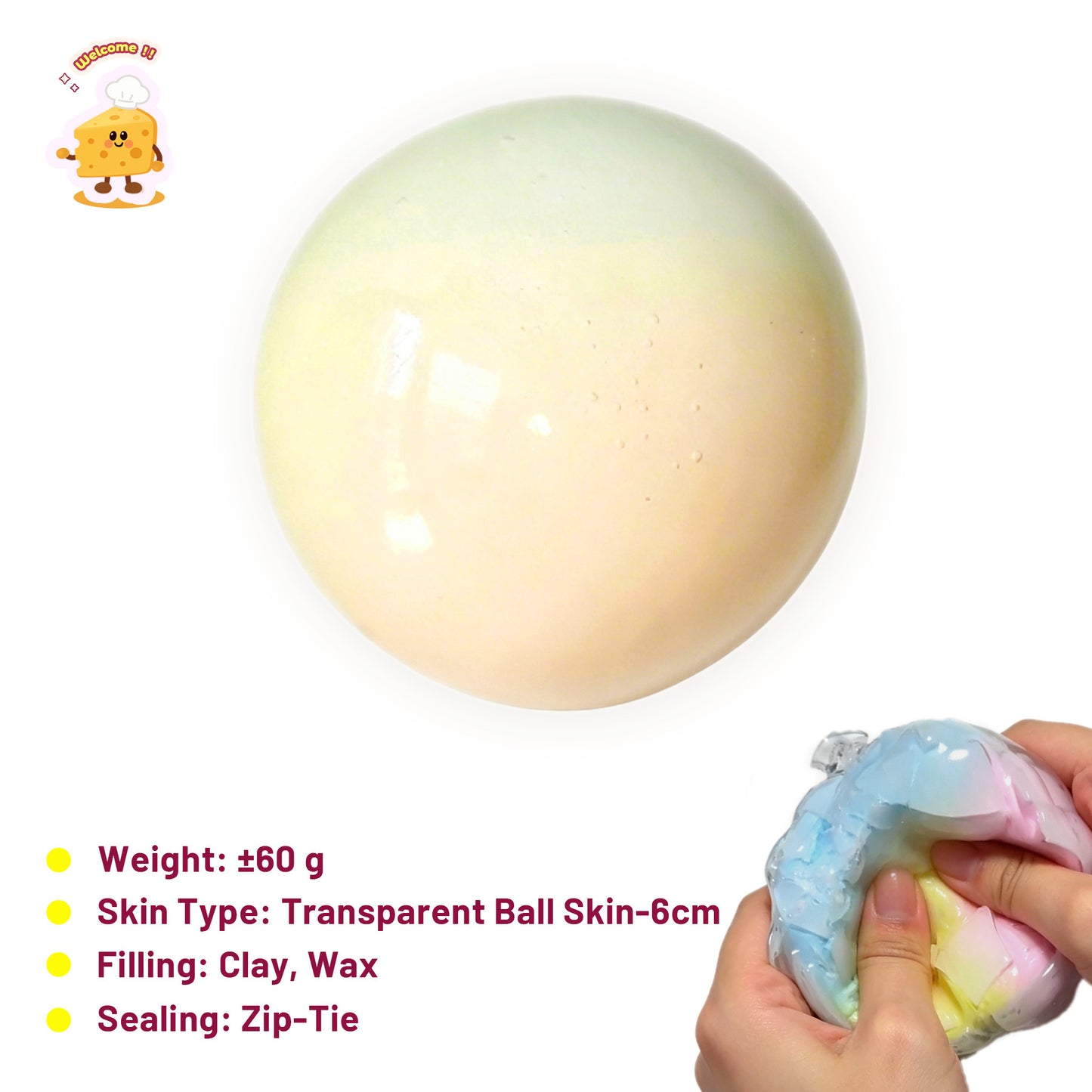 Crispy Wax Shell Three Colors Ice Cream Stress Relief Handmade Ball - Charming Cheese