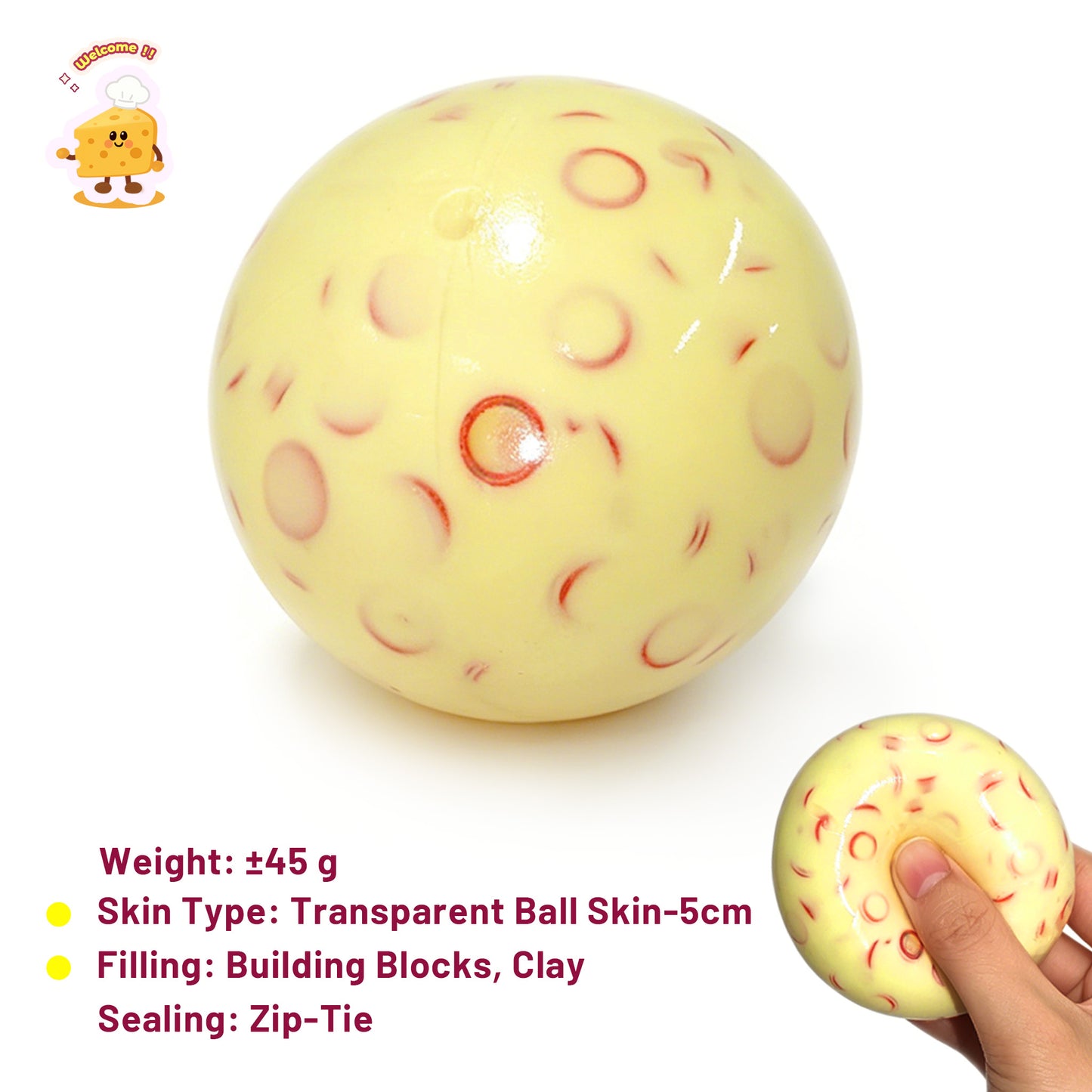 Crunchy Butter Apple Building Blocks Stress Ball Zip-tie Fidget Toy (5cm ball skin)