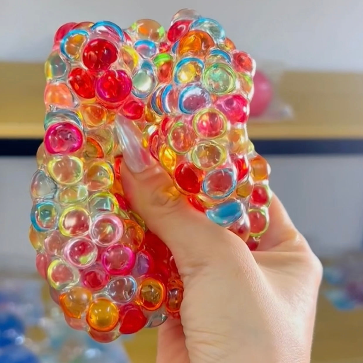 Handmade Crystal Gem Stress Ball Squishy Fidget Toy - Charming Cheese