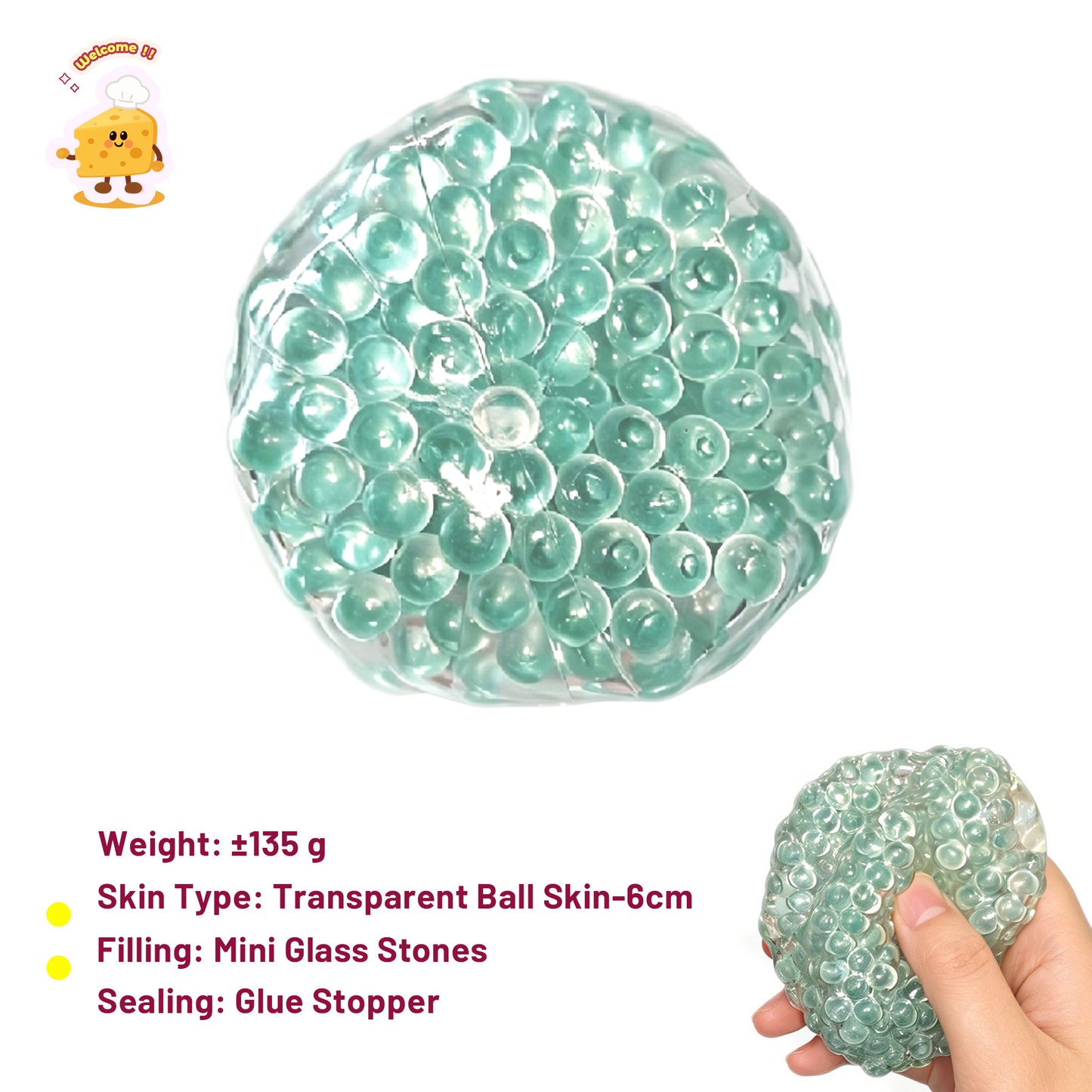 Crystal-clear Glass Pancake Stress Ball Fidget Toy
