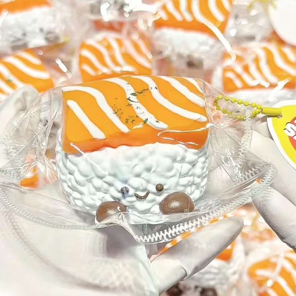 Whipped Cream Texture JC Salmon Rice Ball Taba Squishy Toy