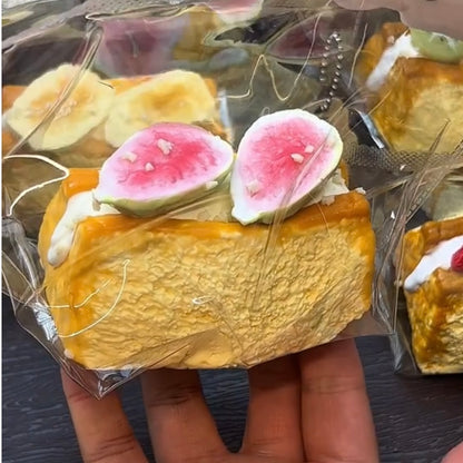 Soft Clay-like Texture Baked Fruit Cream Toast Taba Squishy Toy