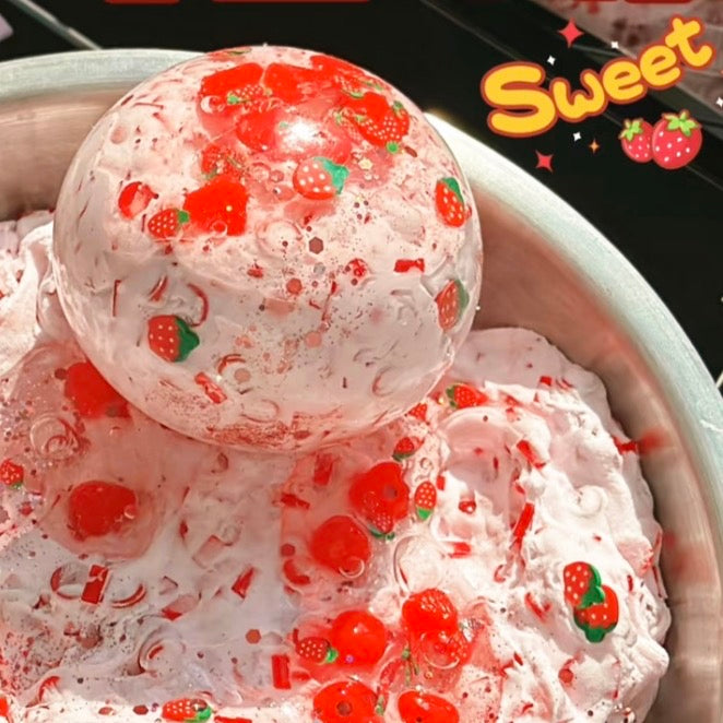 Crunchy Strawberry Parfait Stress Ball Zip-tie Toy Fidget (6cm ball skin) - Charming Cheese