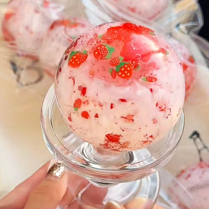 Crunchy Strawberry Parfait Stress Ball Zip-tie Toy Fidget (6cm ball skin) - Charming Cheese