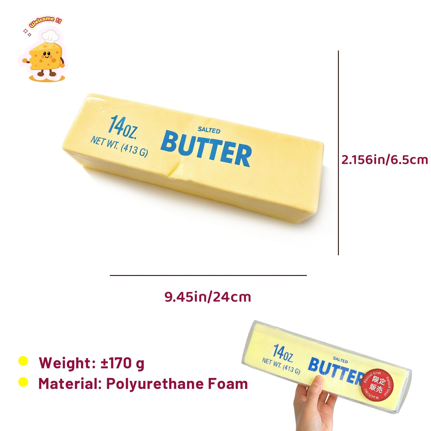 Super Soft Salted Butter Stick Slow-rising Squishy Toy 🧈 - Charming Cheese