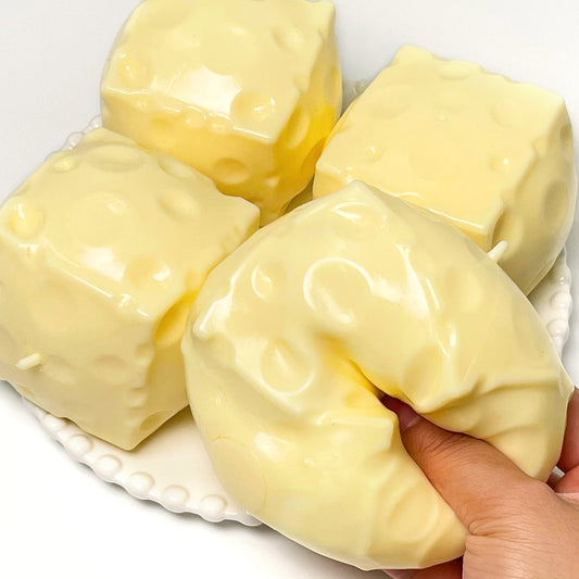 Crunchy Savory Yellow Cheese Cube Stress Ball Fidget Toy