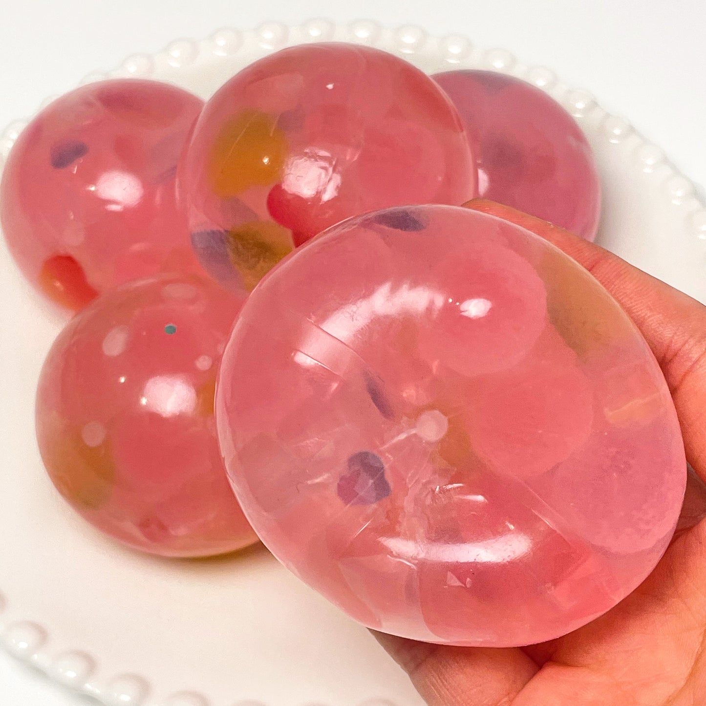 Gel-like Texture Sweet Heart Stress Ball Zip-tie Toy Fidget (5cm ball skin)