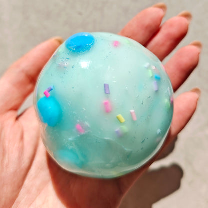 Wax Crispy Shell Sugar Crystals Macaron Blue Stress Relief Handmade Ball - Charming Cheese