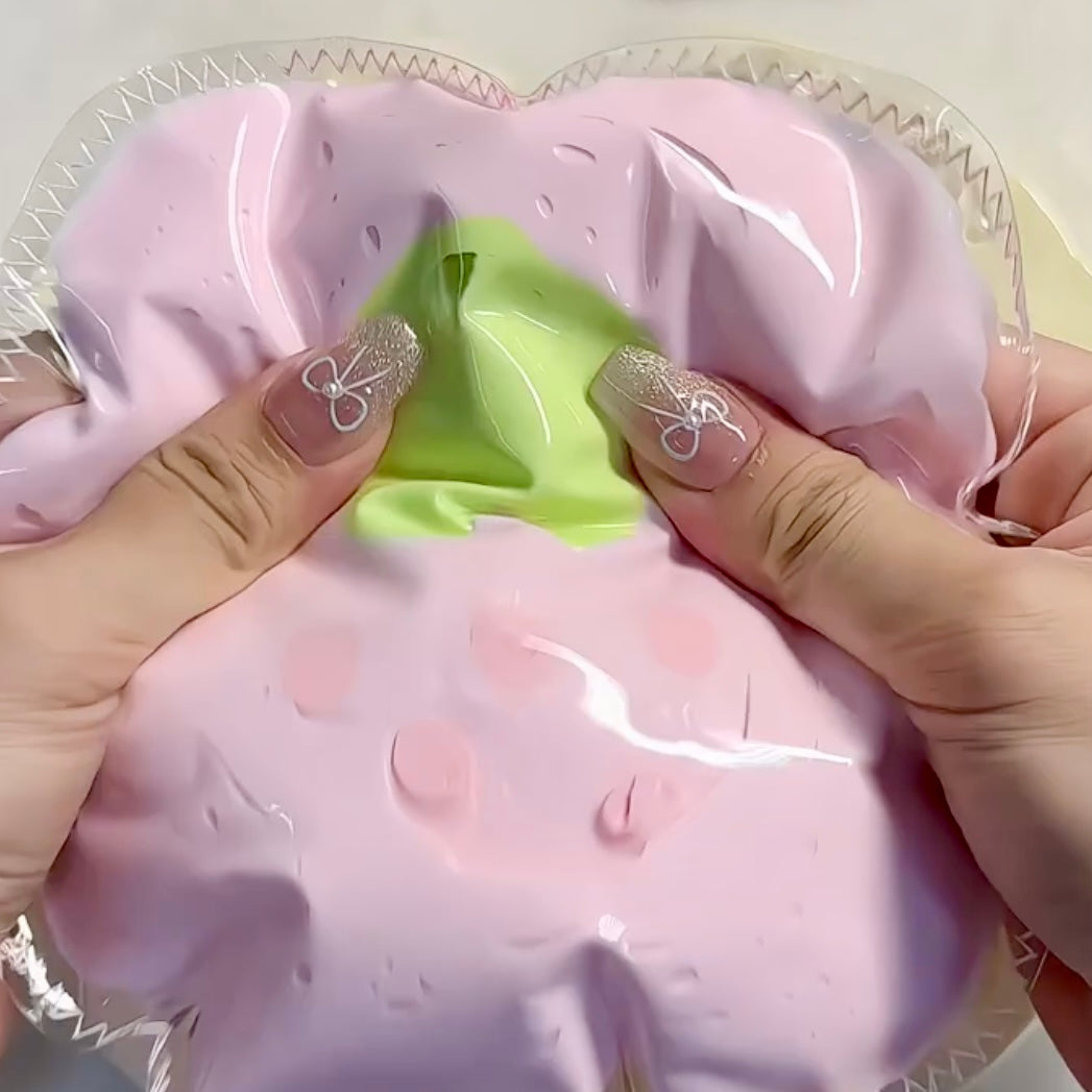 Water-like Texture Bursting Pink Strawberry Taba Squishy Toy