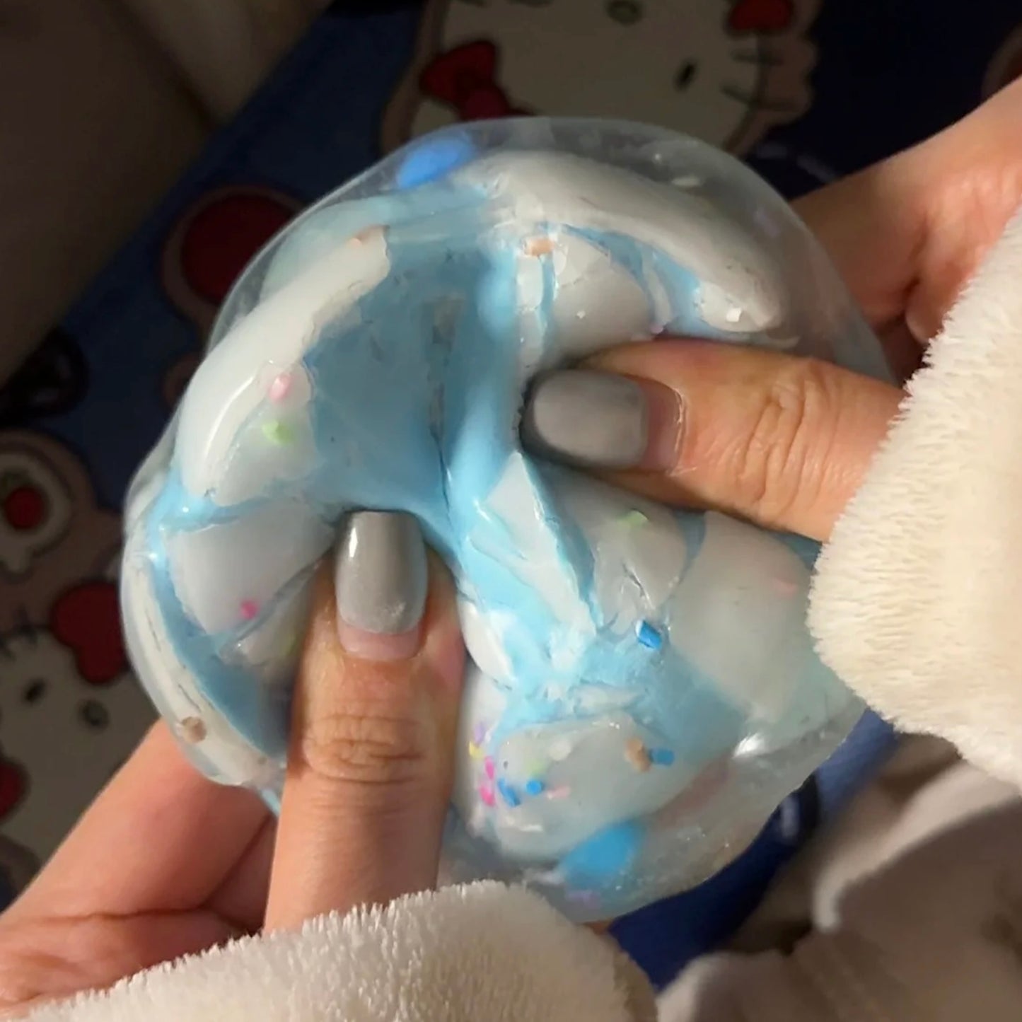 Wax Crispy Shell Sugar Crystals Macaron Blue Stress Relief Handmade Ball - Charming Cheese