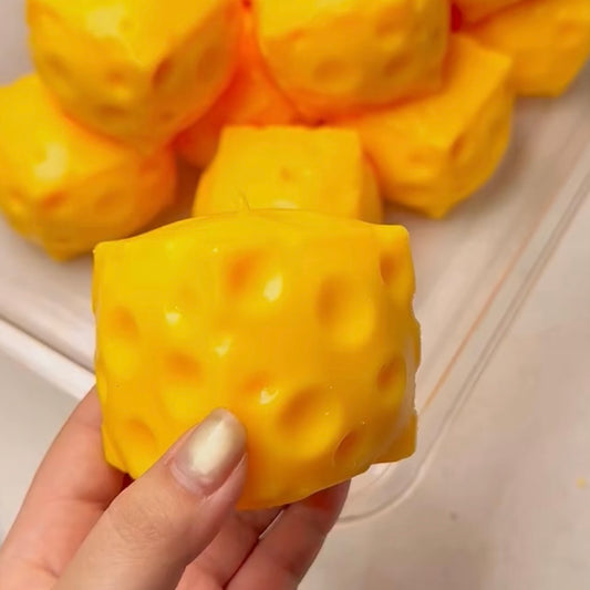 Crunchy Savory Cheese Cube Stress Ball Fidget Toy (6cm)