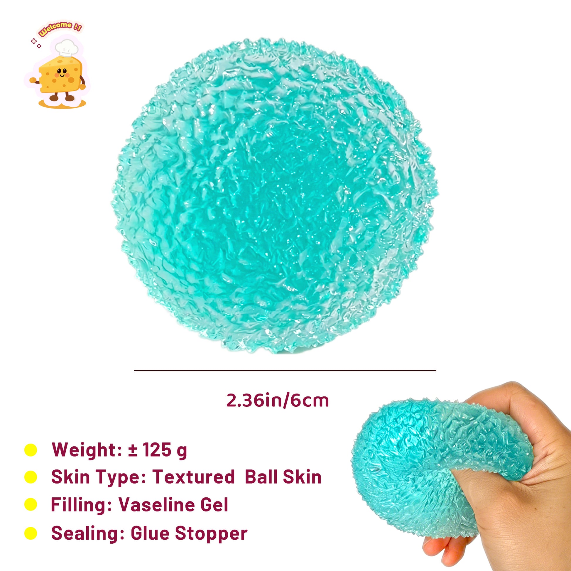 [NEW!] Gel-like Texture Vaseline Pink/ Blue/ Green Stress Ball Toy Fidget - Charming Cheese