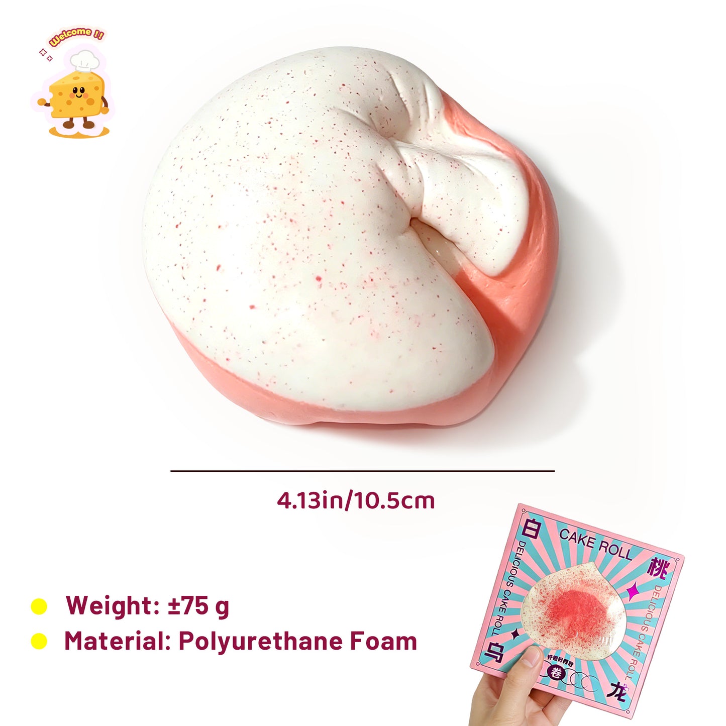 White Peach Cake Roll & Oreo Chocolate Cake Sticky Slow-rising Squishy Toy