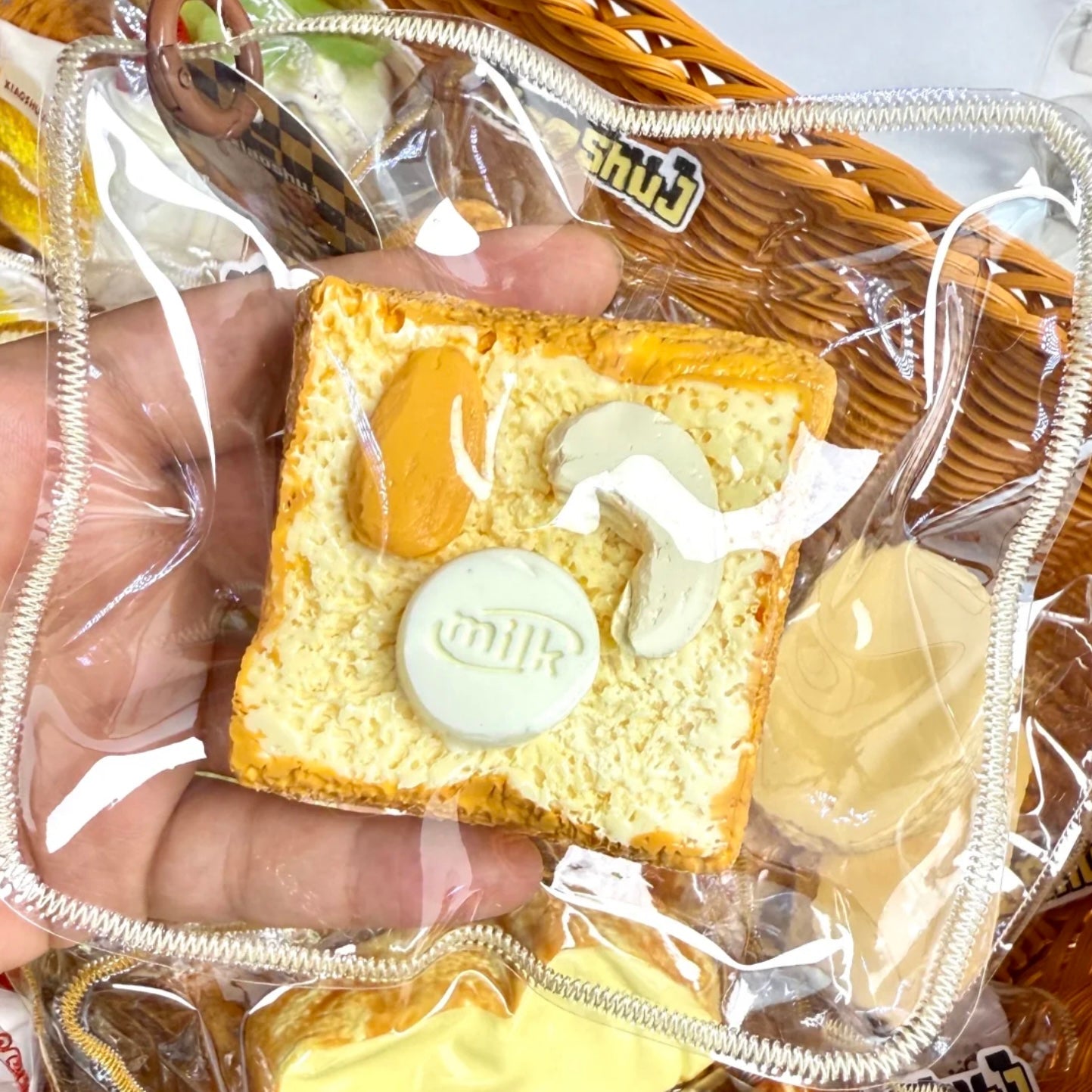 A Slice of Nutty Toast Creamy Clay Texture Taba Squishy Toy