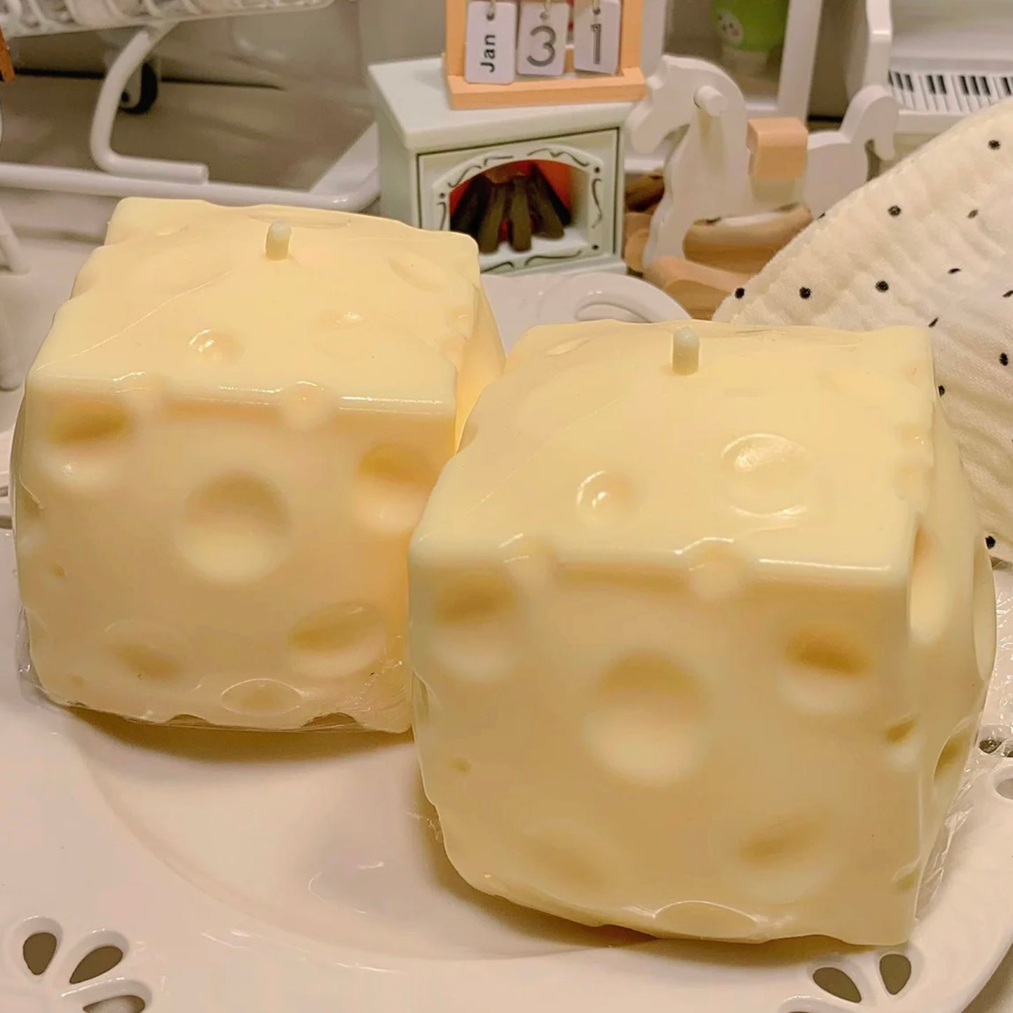 Crunchy Savory Yellow Cheese Cube Stress Ball Fidget Toy - Charming Cheese