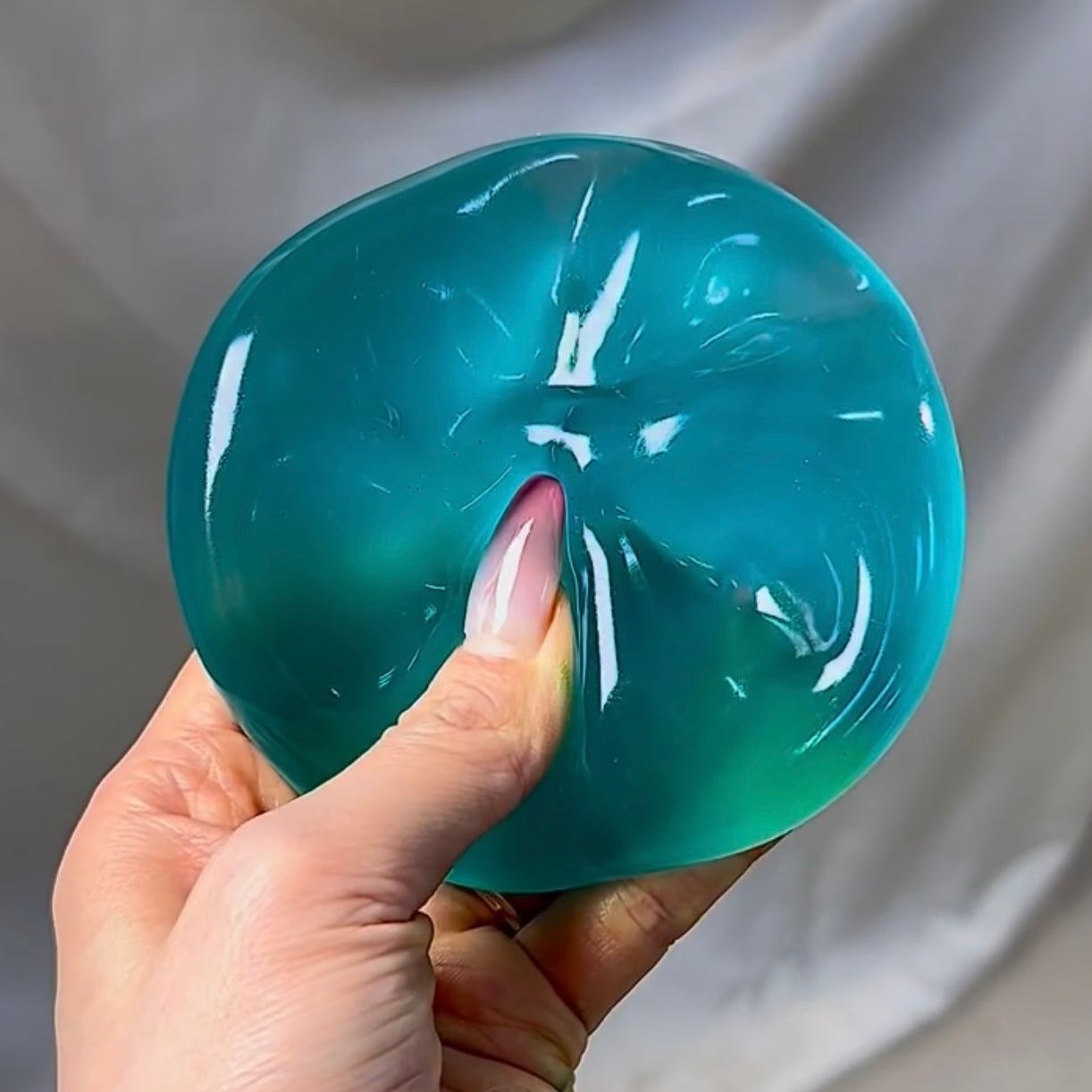 Green Grape / Ocean Blue Coconut Oil Malleable Handmade Stress Ball