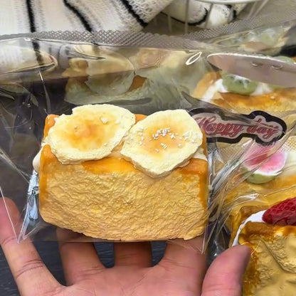Soft Clay-like Texture Baked Fruit Cream Toast Taba Squishy Toy