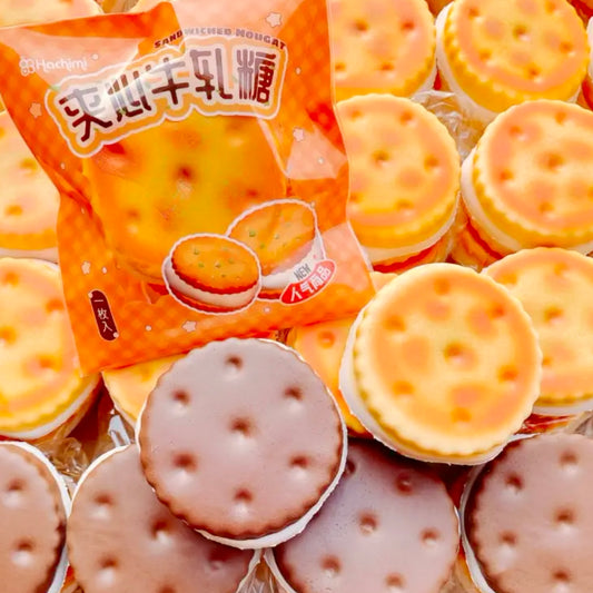 Orange Nougat Biscuit Sandwich Slow-rising Squishy Toy 🍪