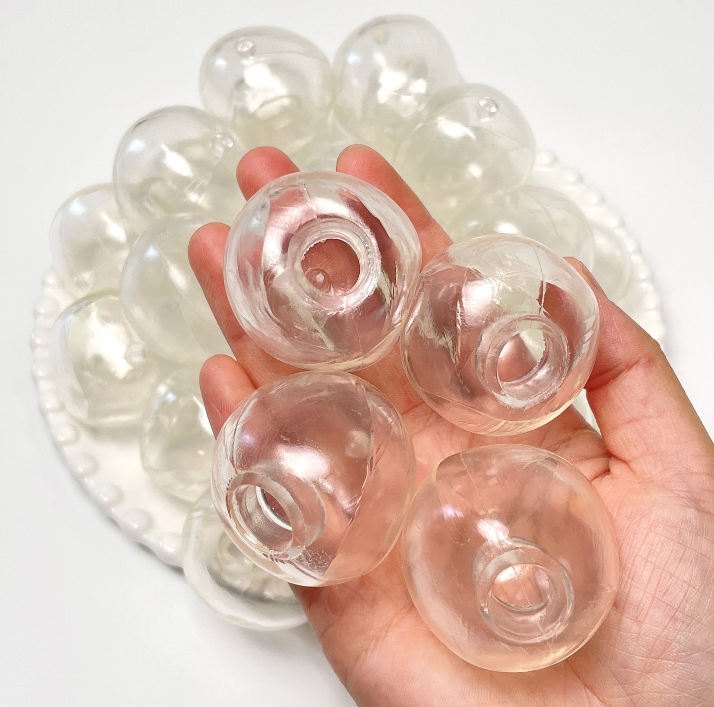 Clear Stress Ball Skin Pack of 10 with Stopper (4cm) - Charming Cheese