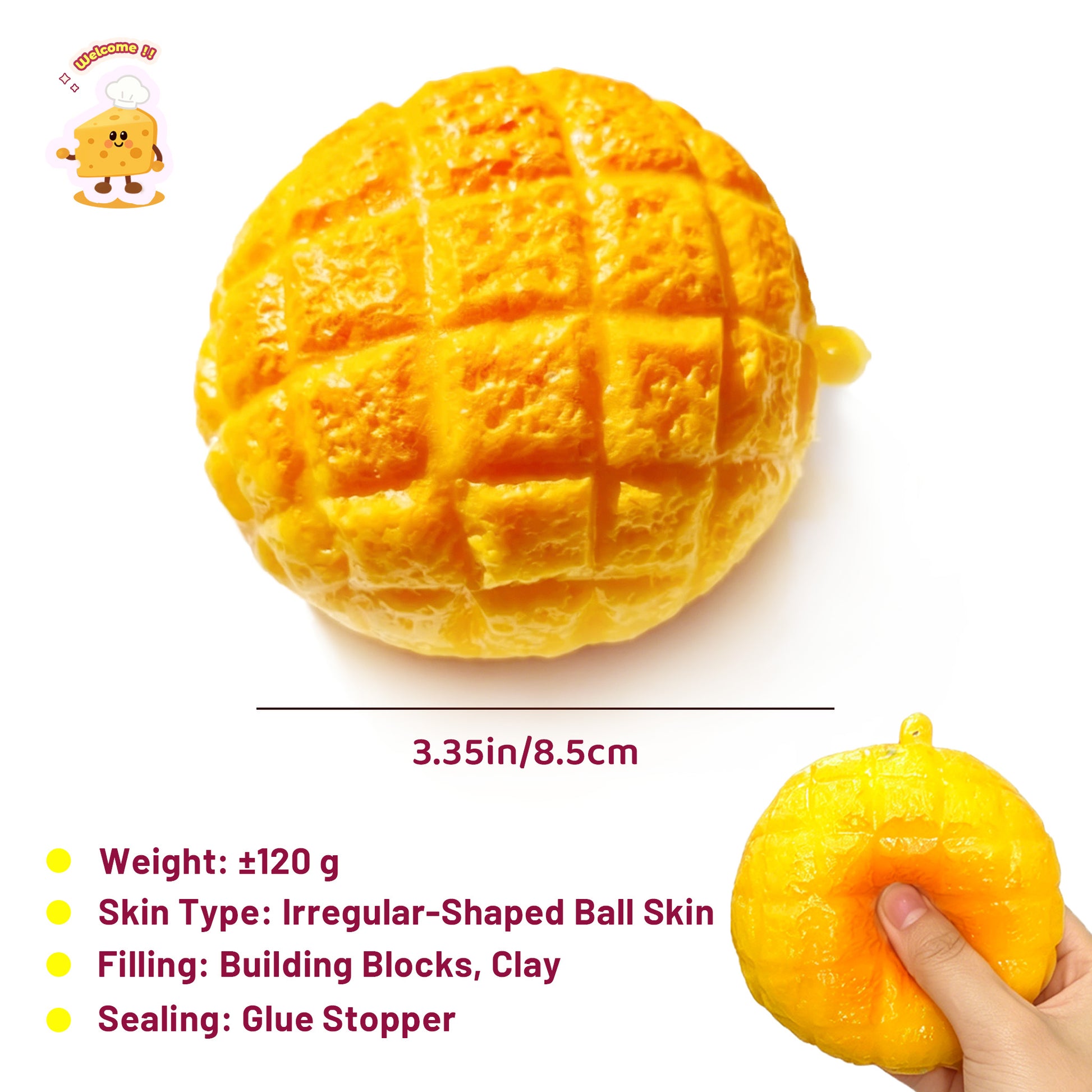 Pineapple Bun Building Block Handmade Stress Ball - Charming Cheese