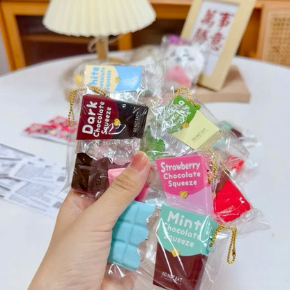 Mixed Flavors Mini Cute Chocolate Bar Keychain Slow-rising Squishy