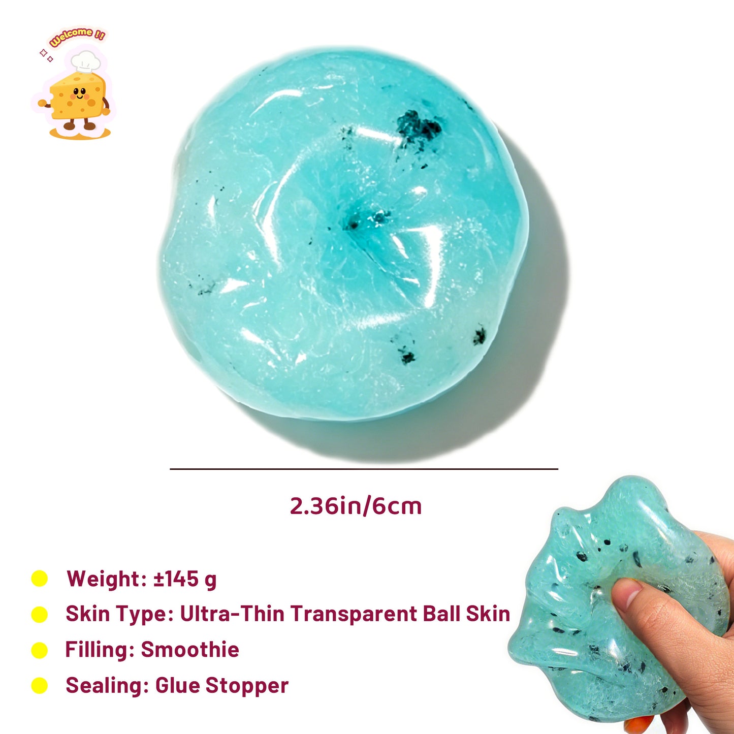 Peach & Passion Fruit & Sea Salt Thin-skin Vaseline Ice Slush Stress Ball Toy - Charming Cheese